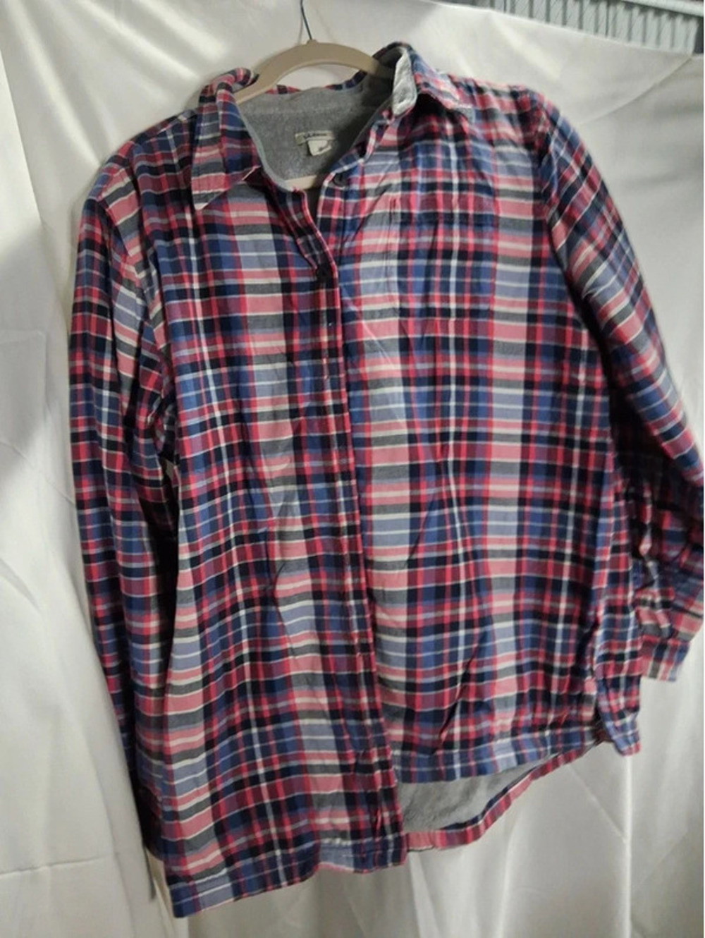 LL Bean Fleece Lined Flannel Shirt Womens Medium Jacket  Plaid Shacket